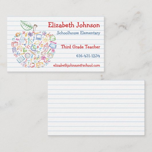 Kleurrijke docenten Apple Visitekaartje (Voorkant / Achterkant)