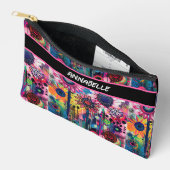 Kleurrijke doedel bloemen print gesneden naaizak etui (Open)