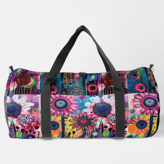 Kleurrijke doedel bloemen print gesneden naaizak plunjezak (Achterkant)