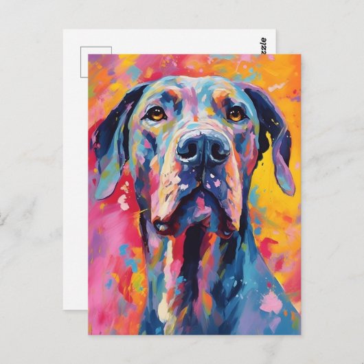 Kleurrijke Dog Briefkaart (Voorkant / Achterkant)