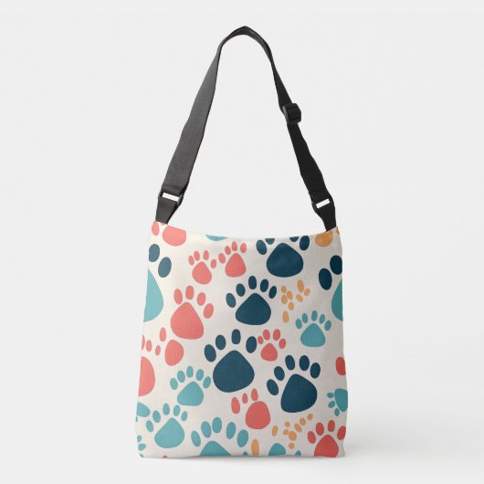 Kleurrijke Dog Paw Print Crossbody Tas (Voorkant)