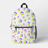 Kleurrijke Dog Paw Print Design, Bewerkbare Paw Kl Bedrukte Rugzak (Voorkant)