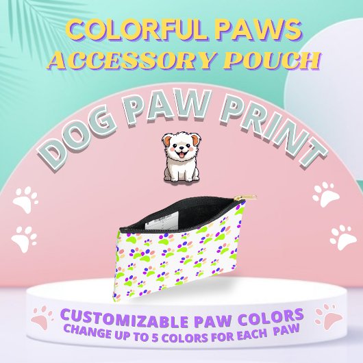 Kleurrijke Dog Paw Print Design, Bewerkbare Paw Kl Etui