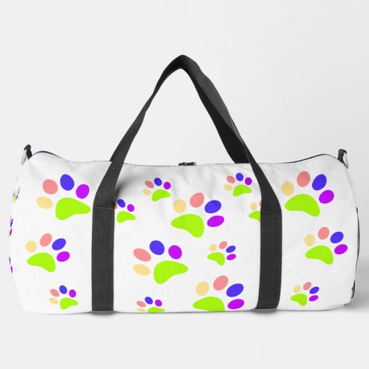 Kleurrijke Dog Paw Print Design, Bewerkbare Paw Kl Plunjezak (Voorkant)