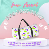 Kleurrijke Dog Paw Print Design, Bewerkbare Paw Kl Plunjezak