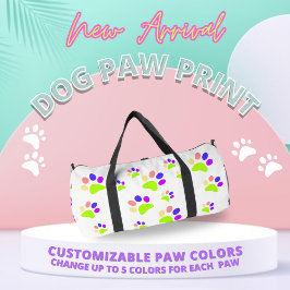 Kleurrijke Dog Paw Print Design, Bewerkbare Paw Kl Plunjezak