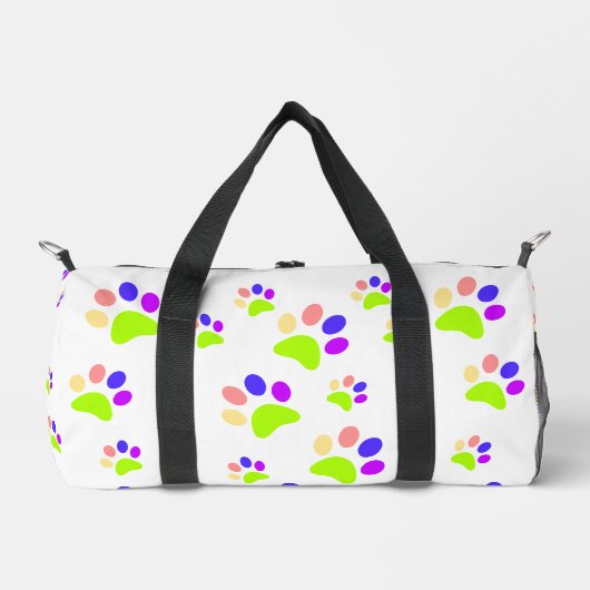 Kleurrijke Dog Paw Print Design, Bewerkbare Paw Kl Plunjezak (Voorkant)
