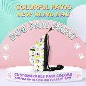 Kleurrijke Dog Paw Print Design, Bewerkbare Paw Kl Sling Bag