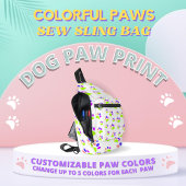 Kleurrijke Dog Paw Print Design, Bewerkbare Paw Kl Sling Bag