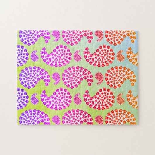 Kleurrijke Dog Paw Print Paisley stijl Legpuzzel (Horizontaal)