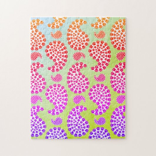 Kleurrijke Dog Paw Print Paisley  stijl Legpuzzel (Verticaal)