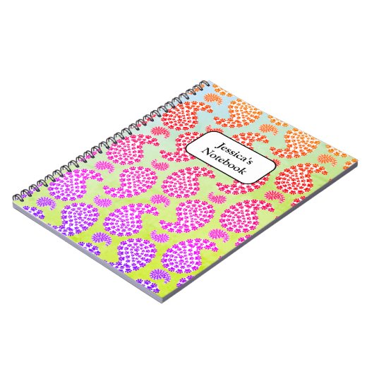 Kleurrijke Dog Paw Print Paisley  stijl Notitieboek (Linkerzijde)