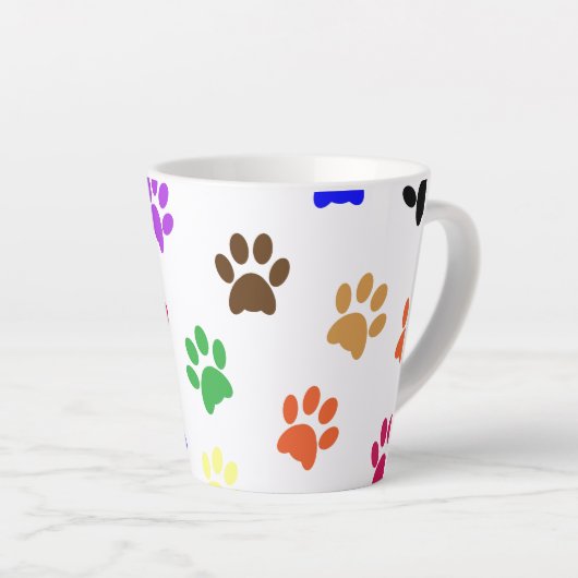 Kleurrijke dog schilderafdrukken latte mok (Rechterhoek)