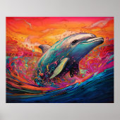 Kleurrijke Dolfijn Abstracte Schilderkunst Poster (Voorkant)