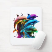 Kleurrijke dolfijn-Geweldige Sticker Muismat (Met muis)