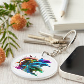 Kleurrijke dolfijn-Geweldige Sticker Sleutelhanger (Voorkant Rechts)