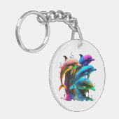 Kleurrijke dolfijn-Geweldige Sticker Sleutelhanger (Voorkant Links)