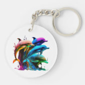 Kleurrijke dolfijn-Geweldige Sticker Sleutelhanger (Achterkant)