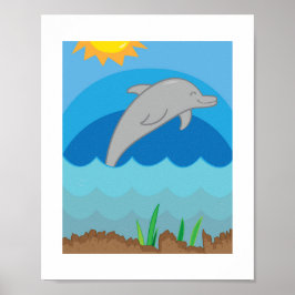 Kleurrijke Dolfijn Illustratie | Oceaan Dieren Voo Poster