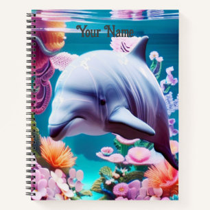Kleurrijke dolfijn in een Floral Ocean - Ocean Lov Notitieboek
