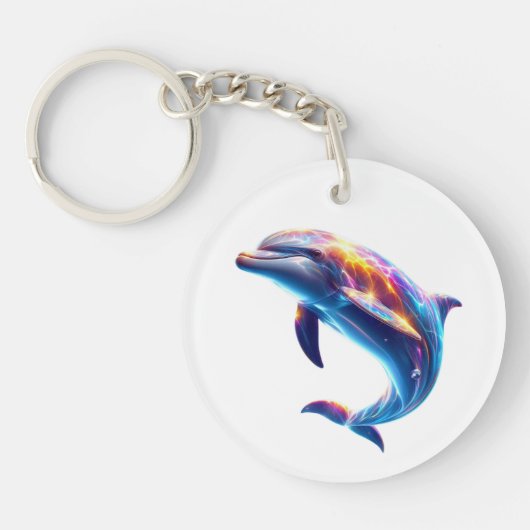 Kleurrijke Dolfijn Mooie Kunst Sleutelhanger (Voorkant)