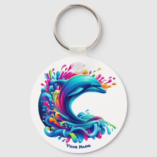 Kleurrijke Dolfijnensplash Sleutelhanger (Achterkant)