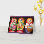Kleurrijke Doll Matryoshka Kaart (Gele Bloem)