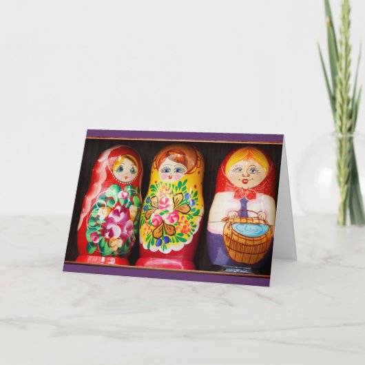 Kleurrijke Doll Matryoshka Kaart (Voorkant)