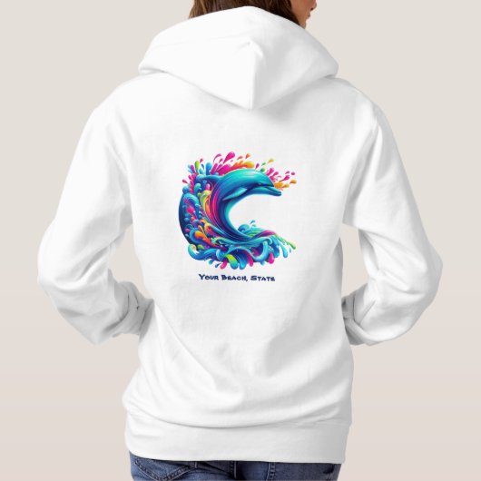 Kleurrijke Dolphin Splash-Fisherman Core Hoodie (Achterkant)