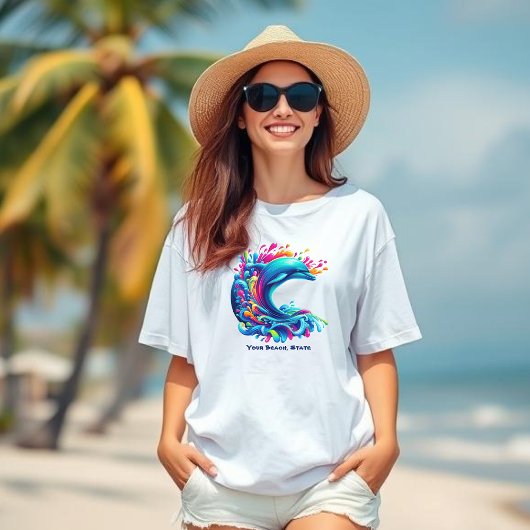 Kleurrijke Dolphin Splash-Fisherman Core T-shirt