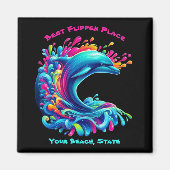 Kleurrijke Dolphin Splash Magneet (Voorkant)