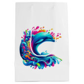 Kleurrijke Dolphin Splash- Medium Cadeauzakje (Achterkant)
