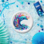 Kleurrijke Dolphin Splash Papieren Bordje (Feest)