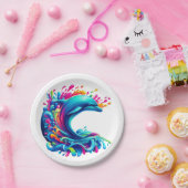 Kleurrijke Dolphin Splash Papieren Bordje (Feest)