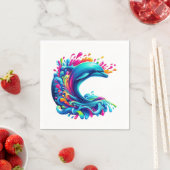 Kleurrijke Dolphin Splash Servet (Insitu)