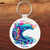 Kleurrijke Dolphin Splash Sleutelhanger (Achterkant)