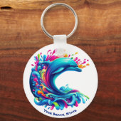 Kleurrijke Dolphin Splash Sleutelhanger (Voorkant)