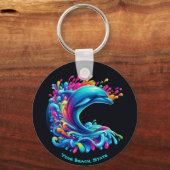 Kleurrijke Dolphin Splash Sleutelhanger (Voorkant)