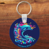 Kleurrijke Dolphin Splash Sleutelhanger (Voorkant)