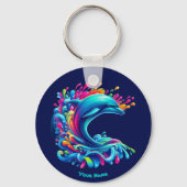 Kleurrijke Dolphin Splash Sleutelhanger (Achterkant)