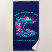 Kleurrijke Dolphin Splash Strandlaken (Voorkant)