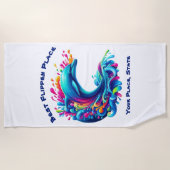 Kleurrijke Dolphin Splash Strandlaken (Voorkant)
