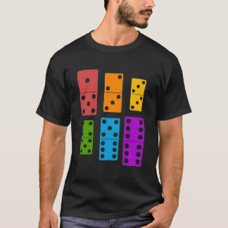Kleurrijke Dominoes Botten Domino Speler T-shirt
