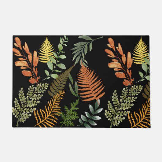 Kleurrijke donkere varen botanische bladeren bloem deurmat (Voorkant)