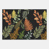 Kleurrijke donkere varen botanische bladeren bloem inpakpapier vel (Voorkant 3)