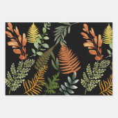 Kleurrijke donkere varen botanische bladeren bloem inpakpapier vel (Voorkant 2)