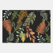Kleurrijke donkere varen botanische bladeren bloem inpakpapier vel (Voorkant)