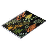 Kleurrijke donkere varen botanische bladeren bloem notitieboek (Linkerzijde)