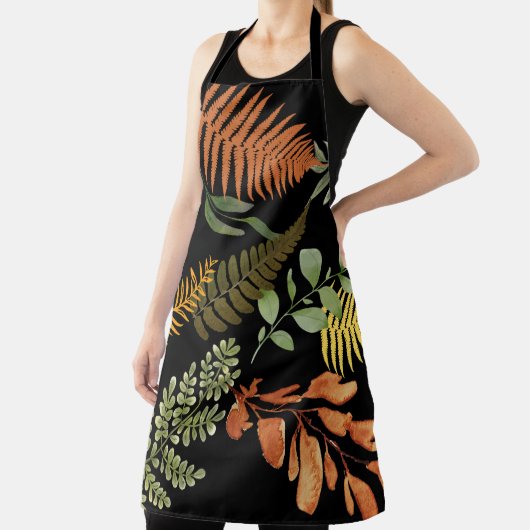 Kleurrijke donkere varen botanische bladeren bloem schort (Insitu)