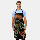 Kleurrijke donkere varen botanische bladeren bloem schort (Gedragen)